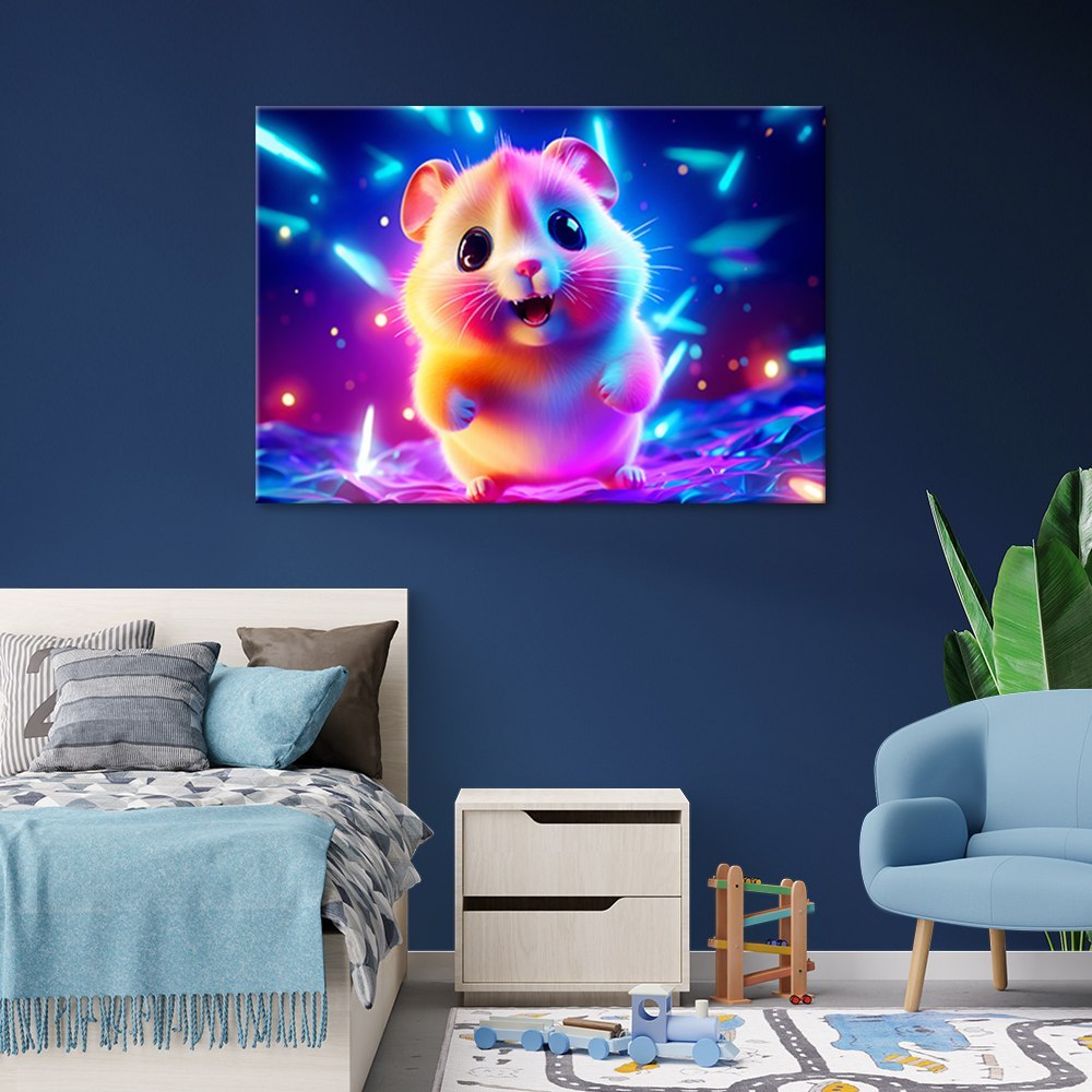 Emaga Obraz na płótnie, Uroczy chomik neon - 60x40